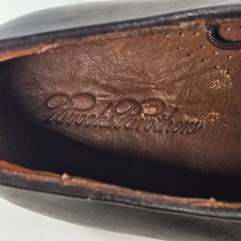 Brooks Brothers Mens 13 D Dark Brown Leather Derby Dress Shoes  Italy 20659370